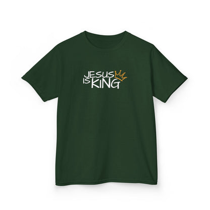 Jesus is King Kids Tee, Heavy Cotton T-Shirt, Christian Kids Apparel, Religious Gift for Children, Faith-Based Fashion