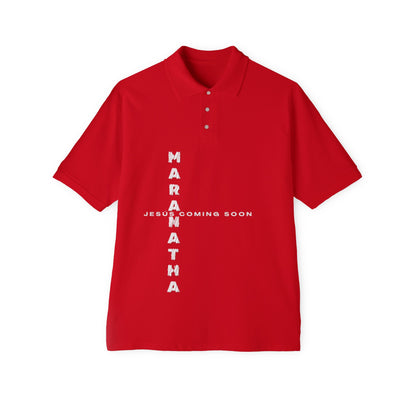 Faith-Inspired Men's Piqué Polo Shirt, Christian Apparel, Gift for Believers, Casual Outfit, Jesus Coming Soon