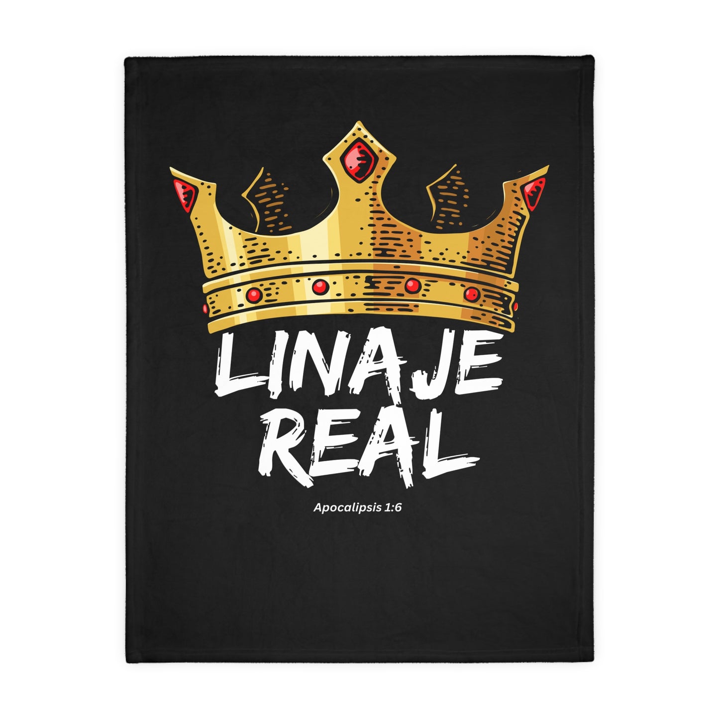 Black LINAJE REAL Crown Microfiber Blanket - Cozy Two-Sided Print for Comfort and Inspiration