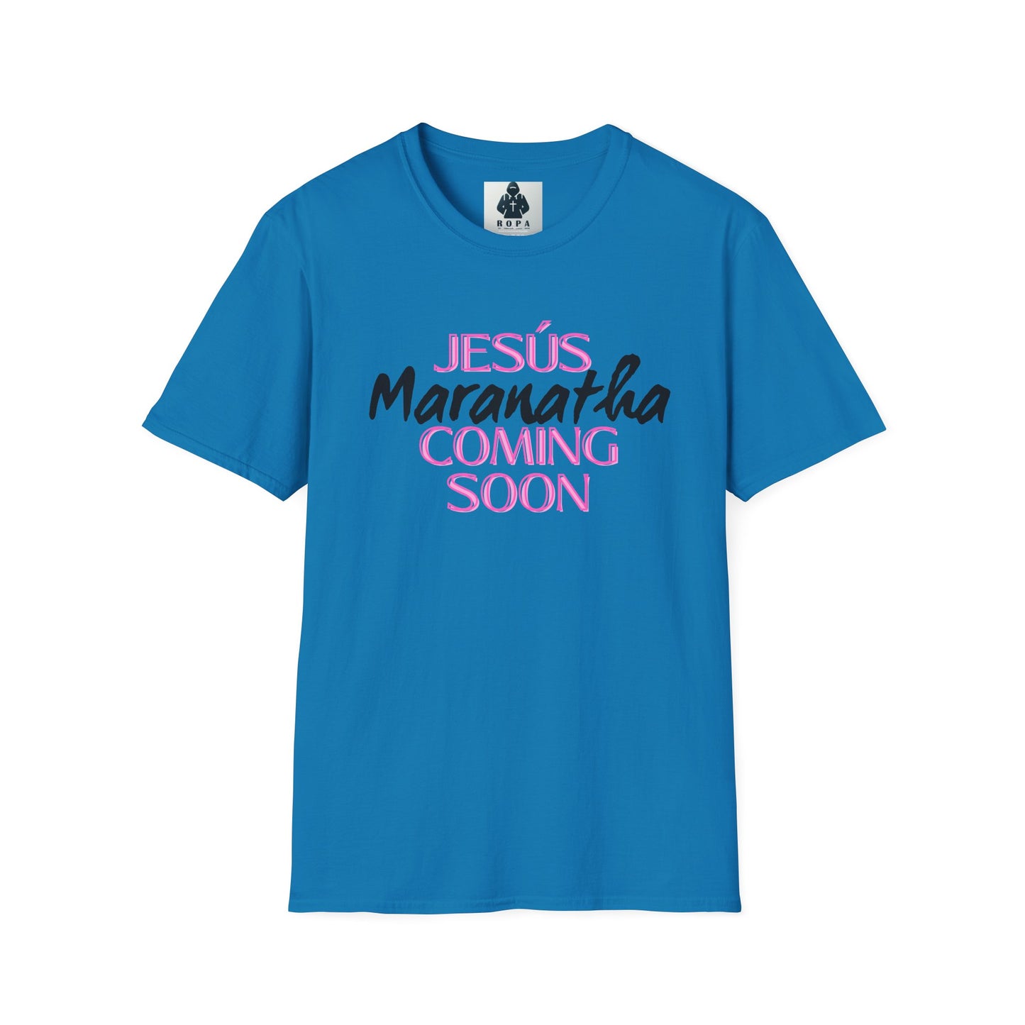Pink lt of Unisex Softstyle T-Shirt - 'Jesús Maranatha Coming Soon' Spiritual Tee