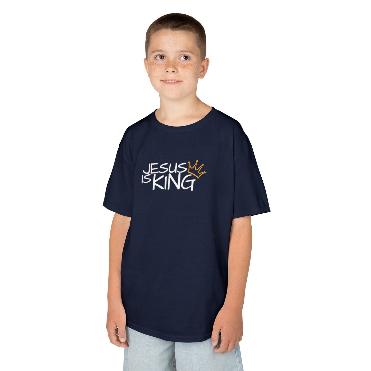 Jesus is King Kids Tee, Heavy Cotton T-Shirt, Christian Kids Apparel, Religious Gift for Children, Faith-Based Fashion