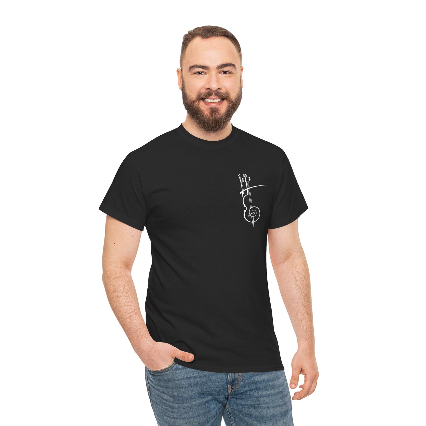 (Ropa Ft Hector David) Vintage Violin Graphic Tee, Unisex Cotton T-Shirt, Retro Violin Art, Perfect for Musicians, Music Lover Gift,