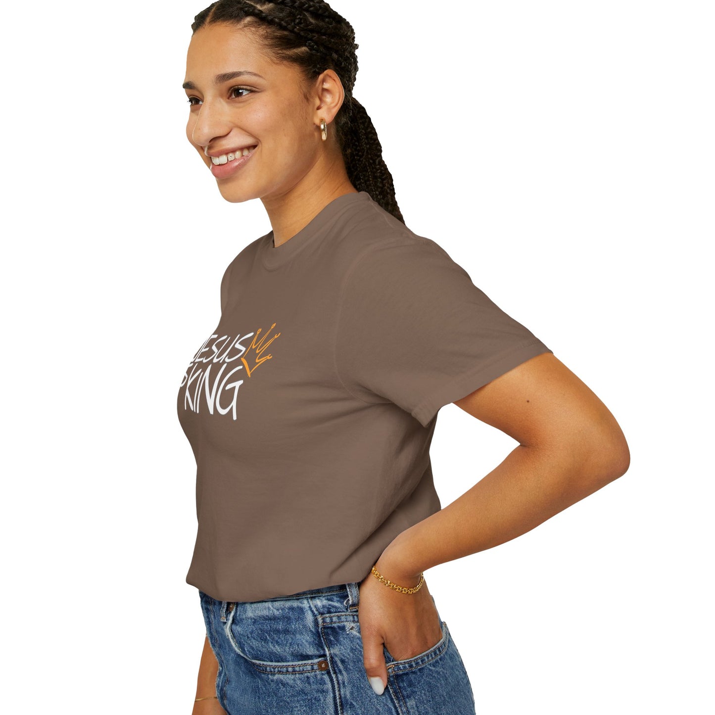 Unisex Garment-Dyed T-Shirt with 'Jesus is King' Print, Faith-Based Apparel, Christian Gift, Casual Wear, Church Event, Spiritual Expression