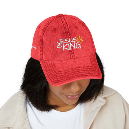 Vintage Embroidered Cap - Jesus is King, Christian Hat, Faith Merchandise, Religious Gift, Casual Wear, Inspirational Accessory