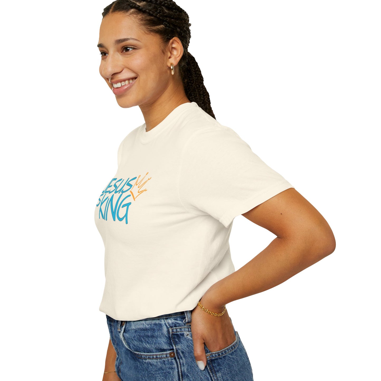 Unisex Garment-Dyed T-Shirt with 'Jesus is King' Print, Faith-Based Apparel, Christian Gift, Casual Wear, Church Event, Spiritual Expression