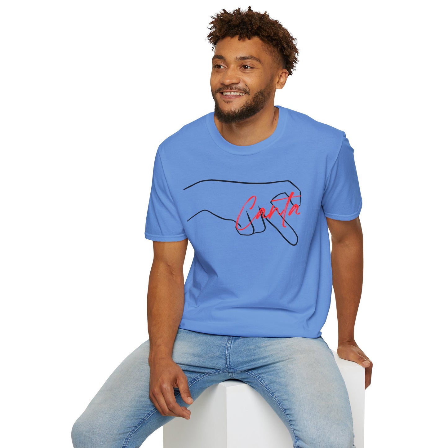 Minimalist Unisex Softstyle T-Shirt with Hand Design