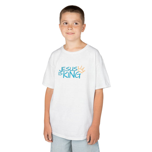 Jesus is King Kids Tee, Heavy Cotton T-Shirt, Christian Kids Apparel, Religious Gift for Children, Faith-Based Fashion