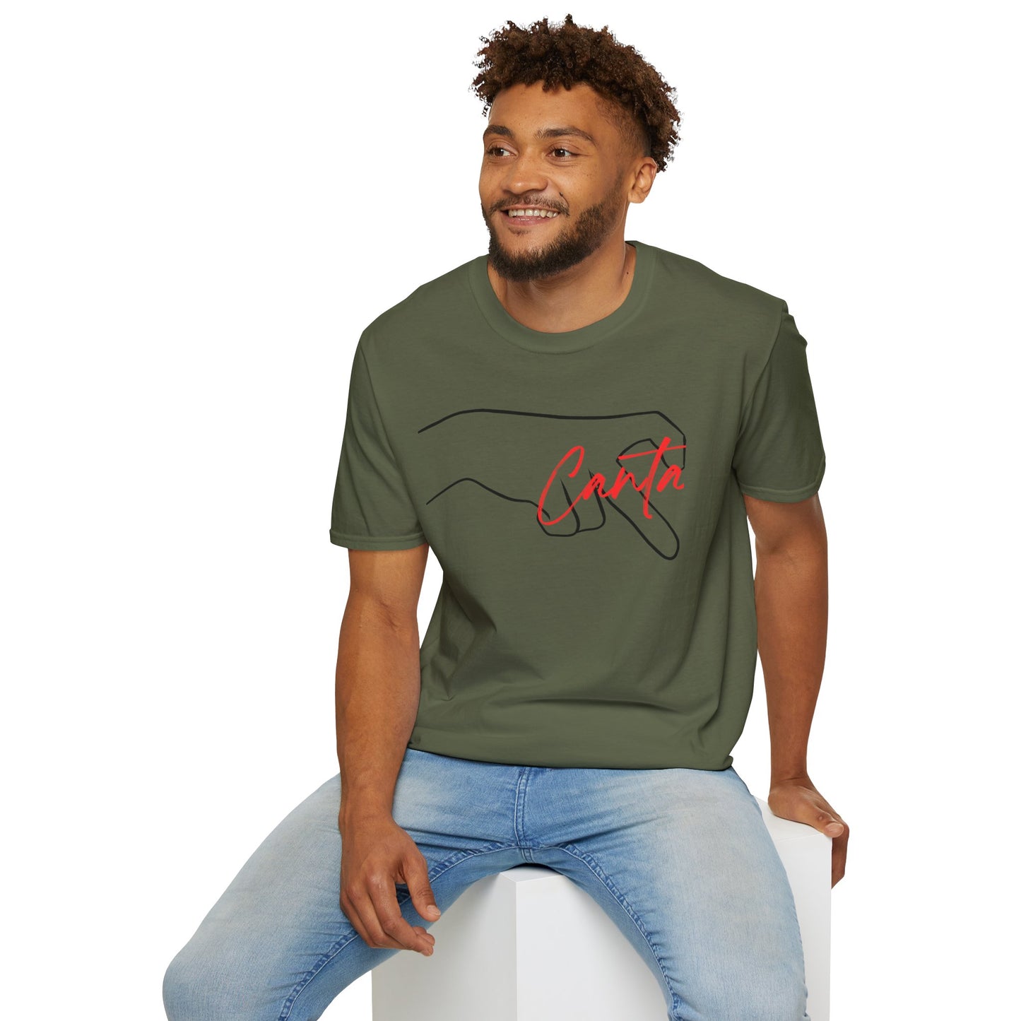 Minimalist Unisex Softstyle T-Shirt with Hand Design